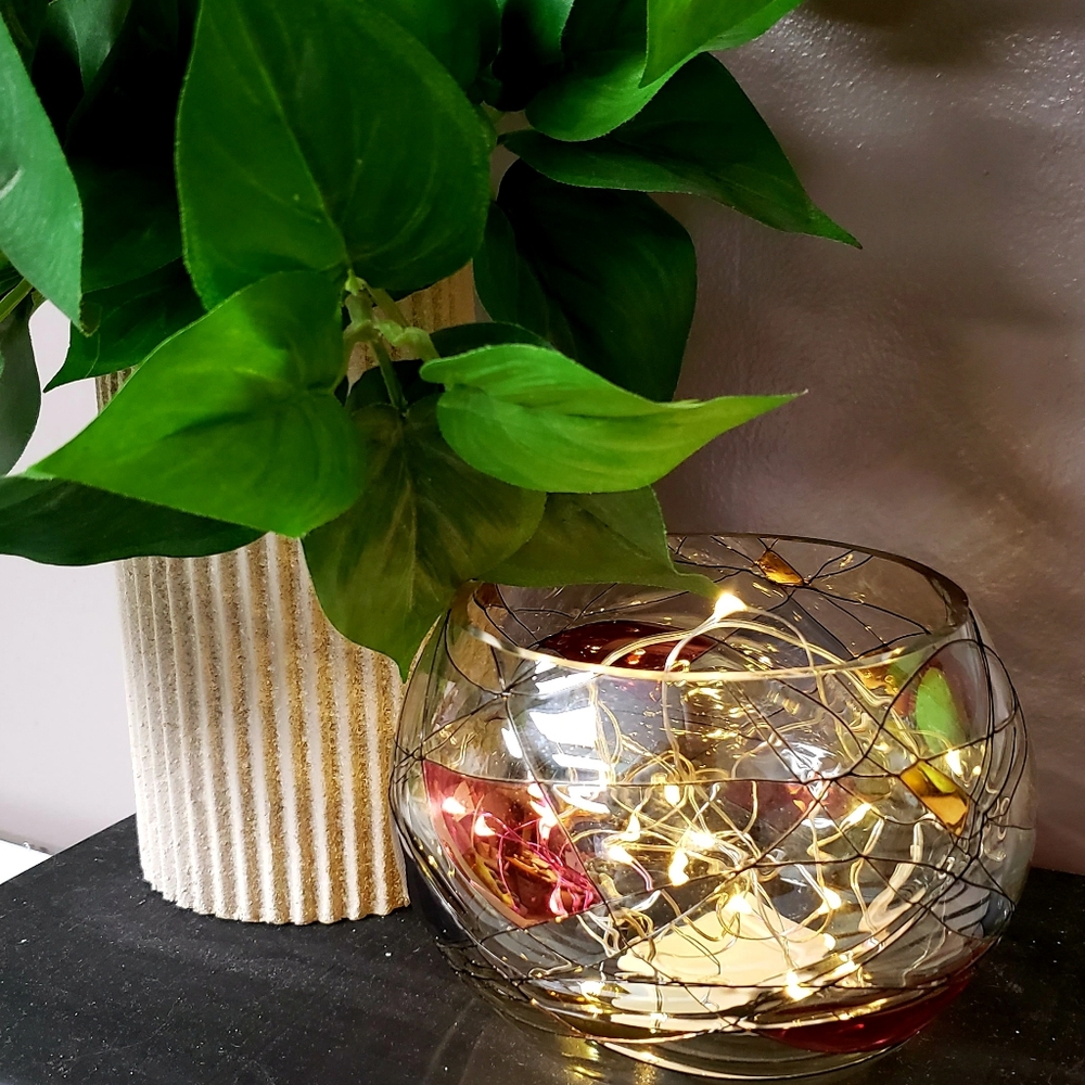 PARTYLITE Mosaic Stained Glass Decorative Bowl